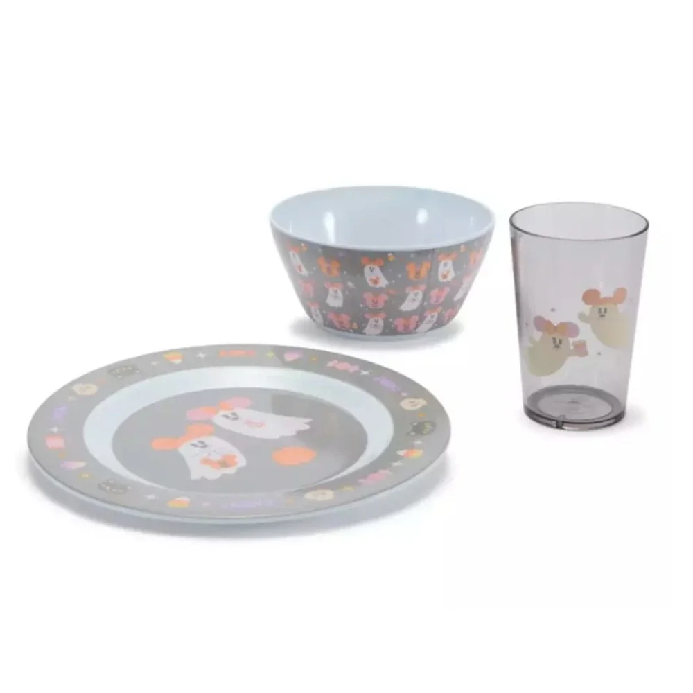 Disney 2026 Halloween Mickey & Minnie Mouse Cutie Ghost 3 Piece Set Melamine NWT